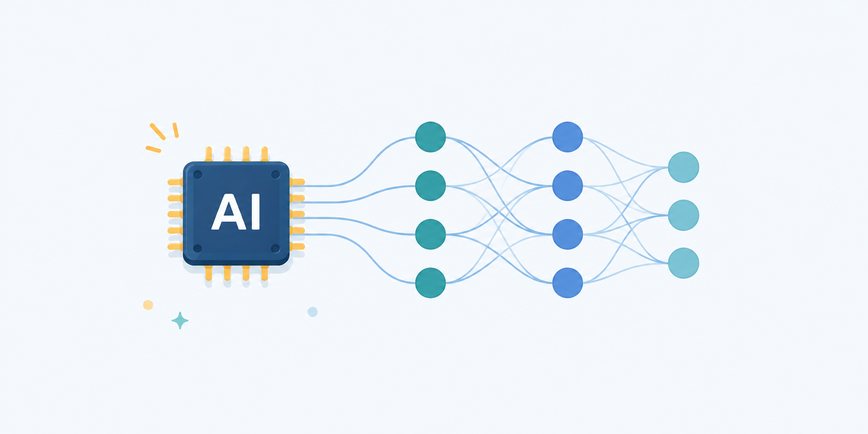 A small AI chip connected to a neural network